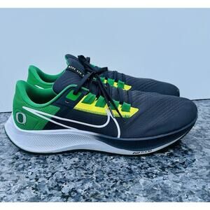 Nike Air Zoom Pegasus 38 Oregon Shoes Men's 13 Black Green Road Running Sneakers